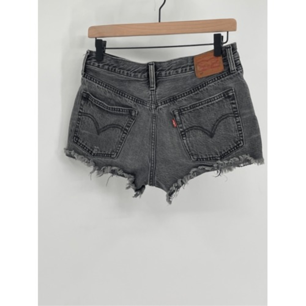 Levi's 501 Denim Shorts Cutoff Women Size 28 Black Jean - Picture 2 of 12